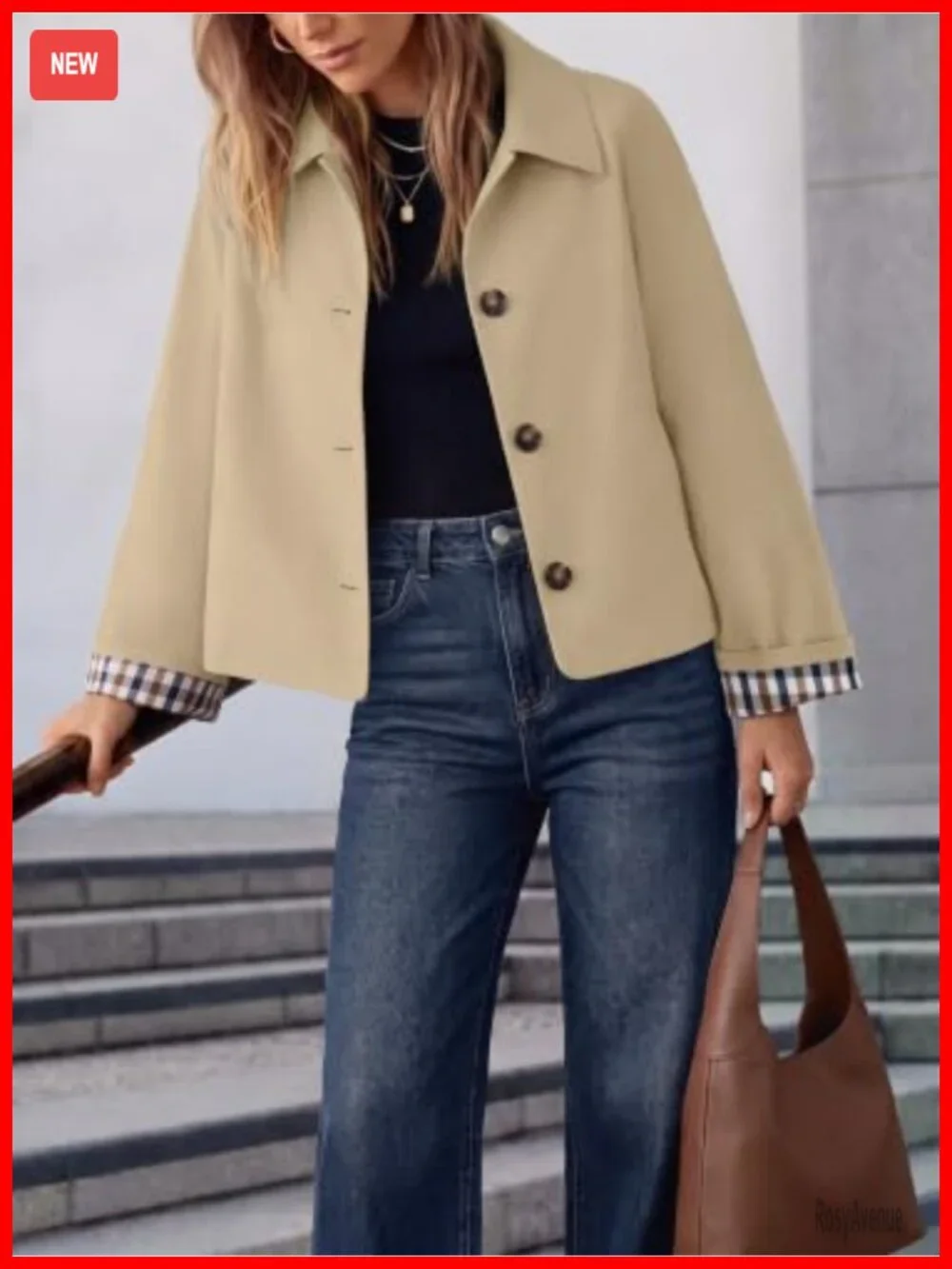Cropped Trench Coat Oversized Lightweight Casual Jacket